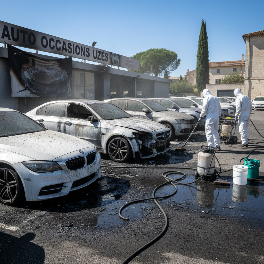 suite à un incendie de véhicules chez un concessionnaire d'uzès, le gérant lance un appel à témoins afin de récolter des informations et éclaircir les circonstances de l'incident.