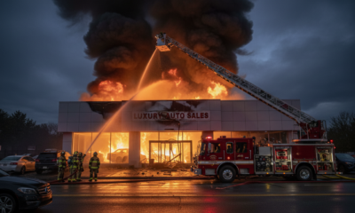 un incendie spectaculaire dévaste un concessionnaire automobile à laval, provoquant d'importants dégâts et mobilisant les secours.