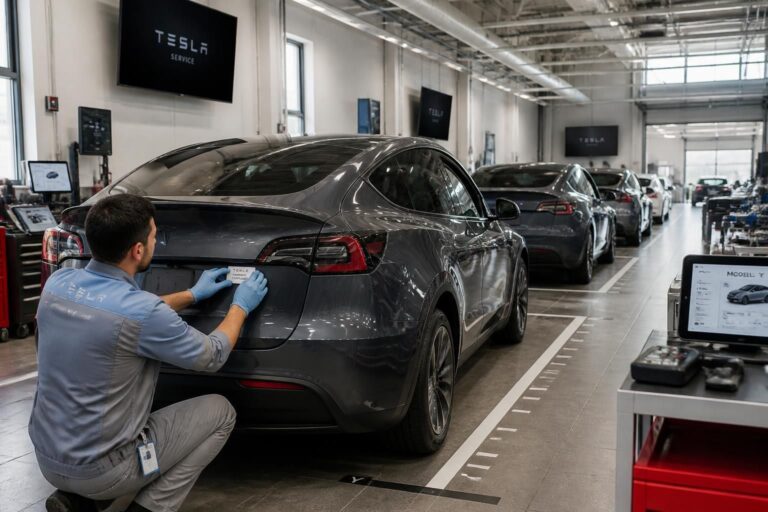 Rappel Tesla : 15 000 Model Y convoqués en atelier pour une mise à jour d&rsquo;autocollant
