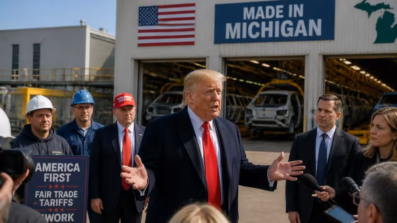 Trump plaide en faveur de ses droits de douane lors d&rsquo;une tournée dans le Michigan