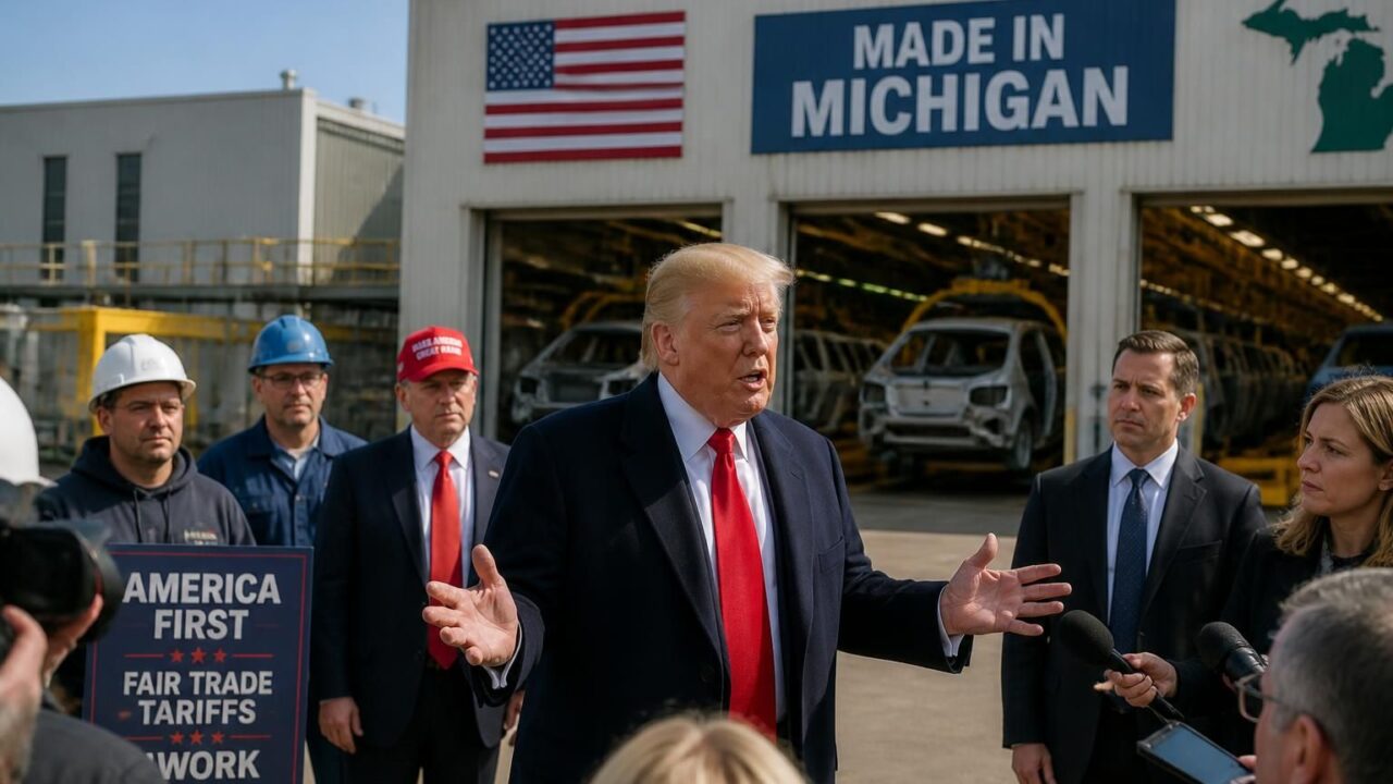 Trump plaide en faveur de ses droits de douane lors d&rsquo;une tournée dans le Michigan