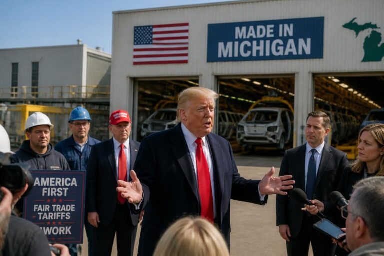 Trump plaide en faveur de ses droits de douane lors d&rsquo;une tournée dans le Michigan