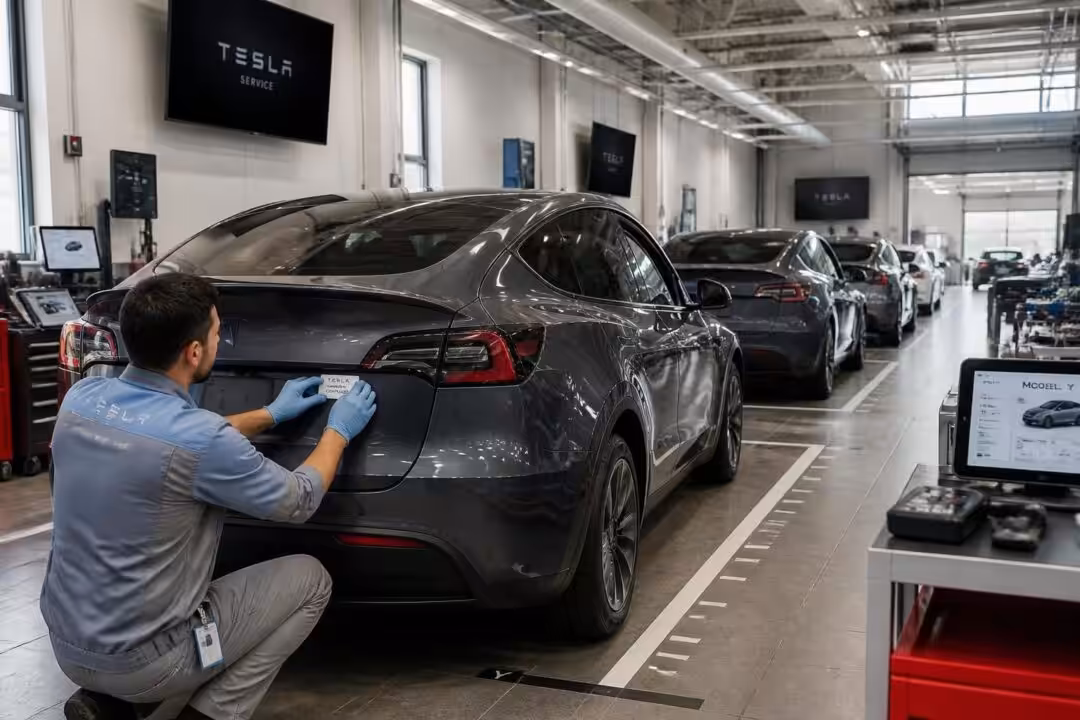 tesla rappelle 15 000 model y pour une visite en atelier afin de procéder à une mise à jour de l'autocollant, assurant ainsi la conformité et la sécurité des véhicules.